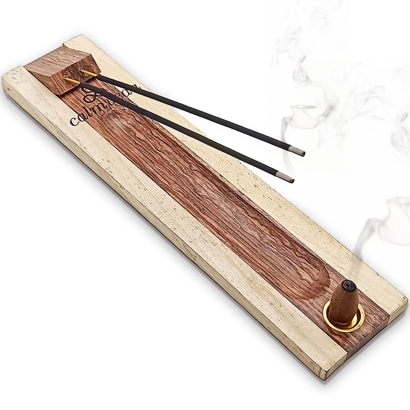 Rosewood Incense Holder for Sticks  11 Inch Handmade Dual Incense Burners with Cone Holder  Beautiful Natural Wood Incense Stick Holder for Meditation or Yoga Lovers