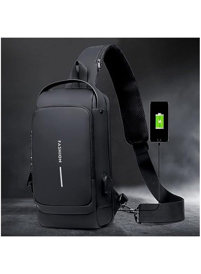 مرفا حقيبة كتف متعددة الاستخدام مع منفذ شحن USB ومضادة للسرقة (أسود) - Image 1