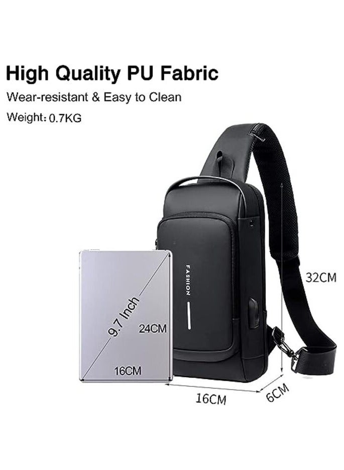 مرفا حقيبة كتف متعددة الاستخدام مع منفذ شحن USB ومضادة للسرقة (أسود) - Image 3