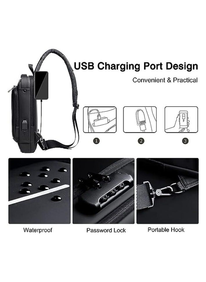 مرفا حقيبة كتف متعددة الاستخدام مع منفذ شحن USB ومضادة للسرقة (أسود) - Image 4