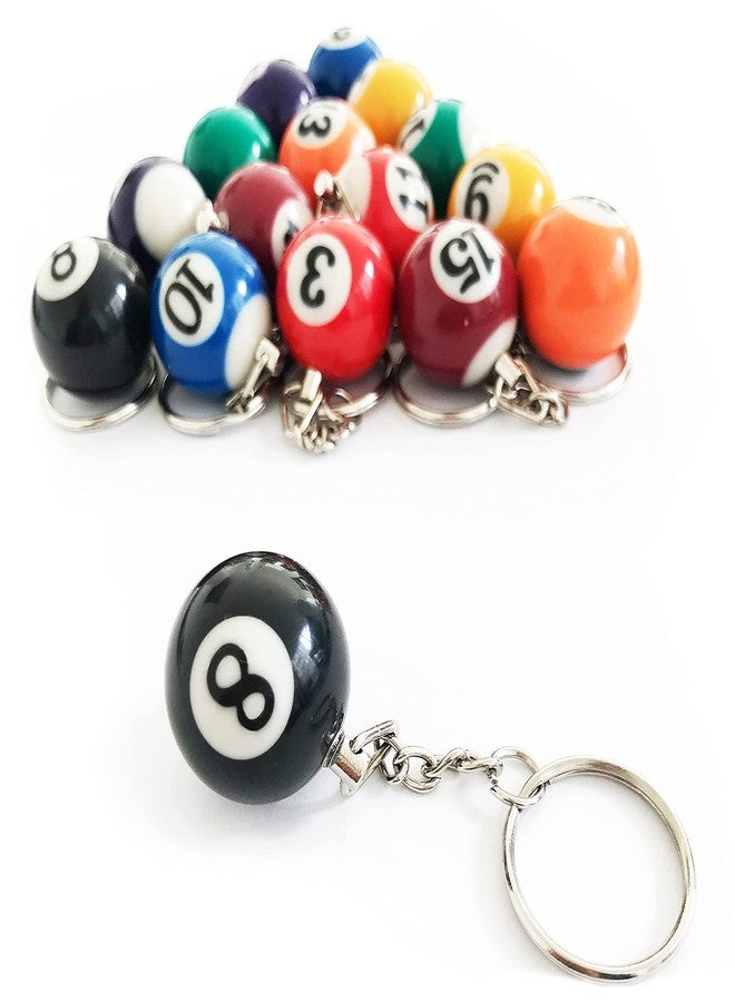 JUSTAUS Colorful Billiard Ball 16 Pcs,Mini Key Chain Balls Eightball Billar Chains Accessories - Image 4