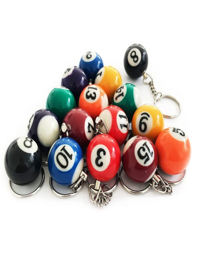 JUSTAUS Colorful Billiard Ball 16 Pcs,Mini Key Chain Balls Eightball Billar Chains Accessories - Image 2