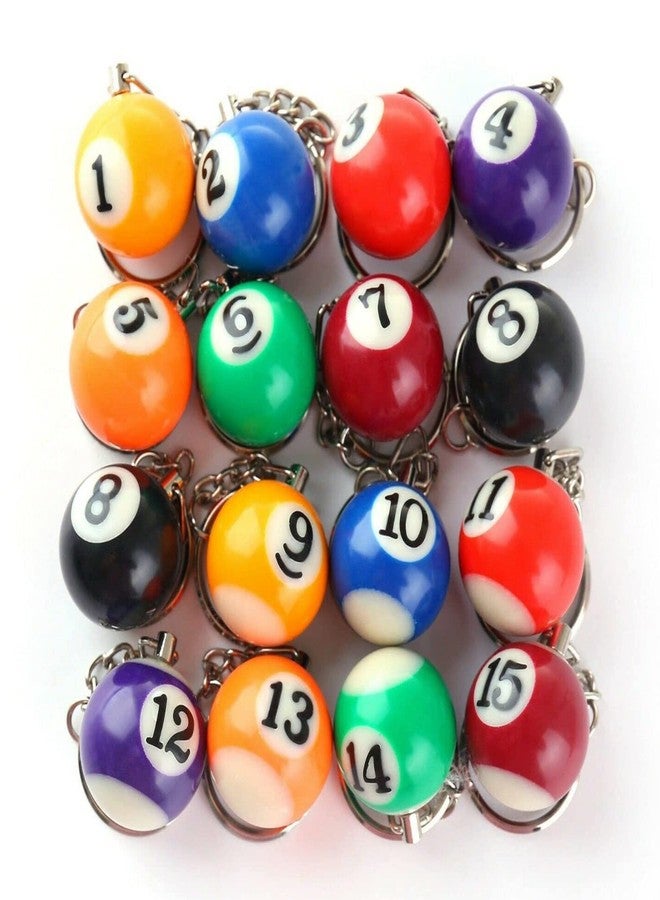 JUSTAUS Colorful Billiard Ball 16 Pcs,Mini Key Chain Balls Eightball Billar Chains Accessories - Image 3