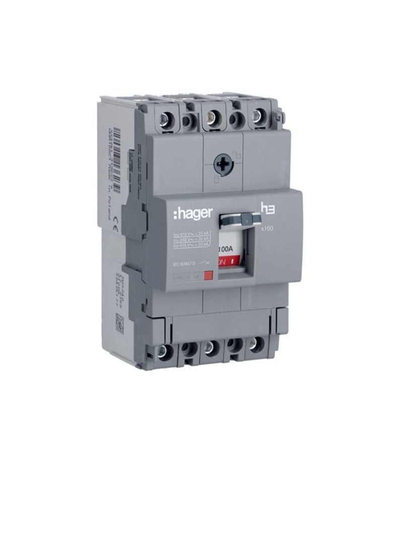 Hager Moulded Case Circuit Breaker 80A FP 25KA MCCB HHA081Z 4P H3  - Image 2