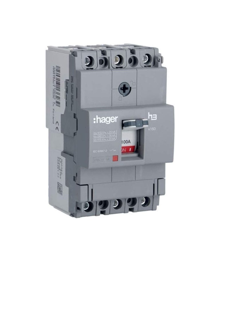 Hager Moulded Case Circuit Breaker 80A FP 25KA MCCB HHA081Z 4P H3  - Image 1