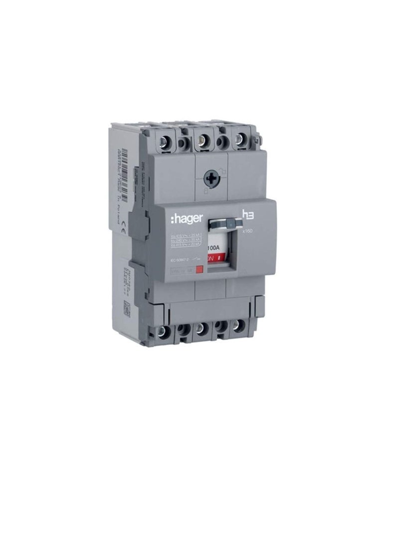 Hager Moulded Case Circuit Breaker 80A FP 25KA MCCB HHA081Z 4P H3  - Image 3