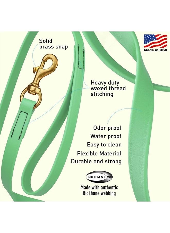 Viper Biothane K9 Working Dog Leash Waterproof Lead for Tracking Training Schutzhund Odor-Proof Long Line with Solid Brass Snap for Puppy Medium and Large Dogs 6ft, Sea Foam Green  - Image 1