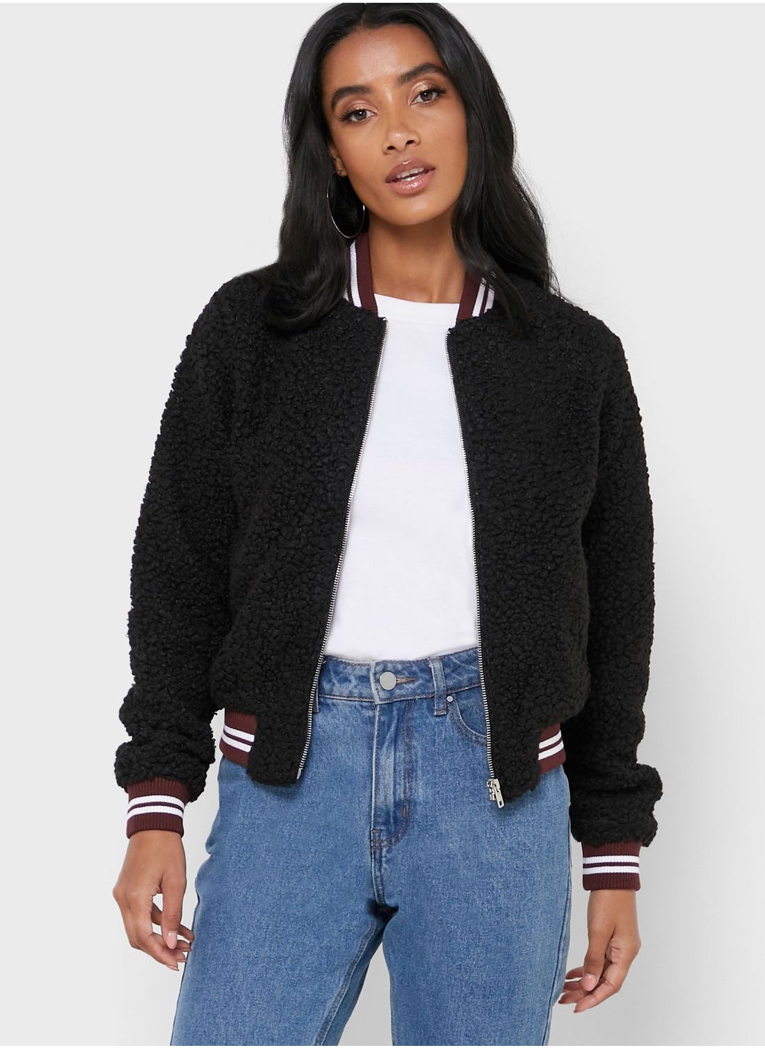 Forever 21 faux outlet fur bomber jacket