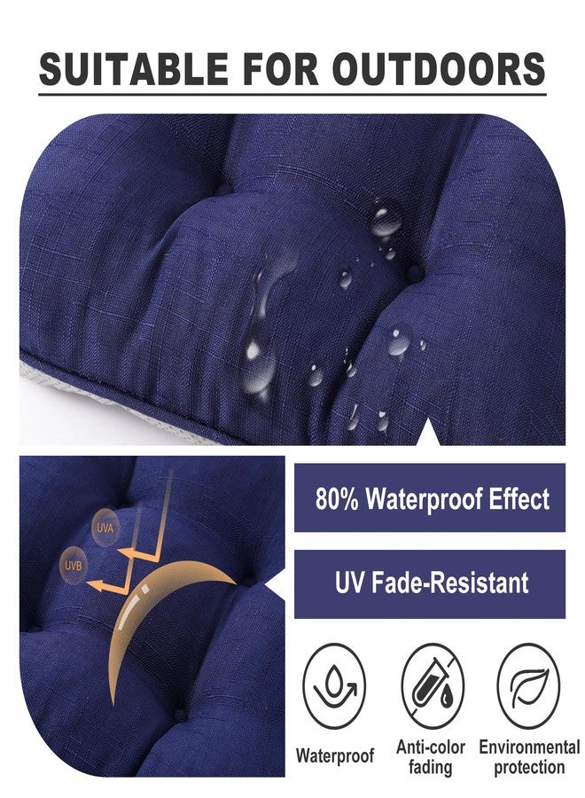 Battilo Chair Cushions Set of 2 for Dining Chairs, Seat Cushions for Kitchen Chairs with Non-Slip Backing, Indoor/Outdoor Waterproof Chair Seat Pads with Ties, 15.5"x15.5"x4", Navy - Image 2