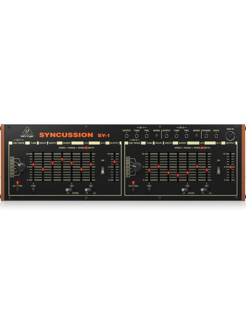 behringer SYNCUSSIONSY1 Classic Dual Analog Percussion Synthesizer with 6 Oscillator Modes and Eurorack Format - Image 1