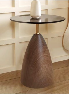 Raffine Multifunction Modern Design Round Coffee Table Luxury Glass Tabletop End Table Wood Base Side Table Center Table for Living Room Bedroom 45x55 cm  - Image 2