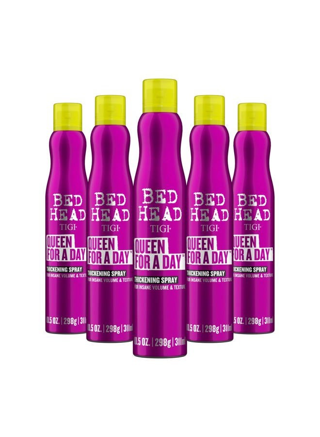 BED HEAD Queen for a Day Thickening Spray - For Insane Volume & Texture - For Fine Hair - Finish on Wet Hair & Blow Dry - Premium Hair Care Products for Women & Men - 10.5 oz (Pack of 5) - Image 1