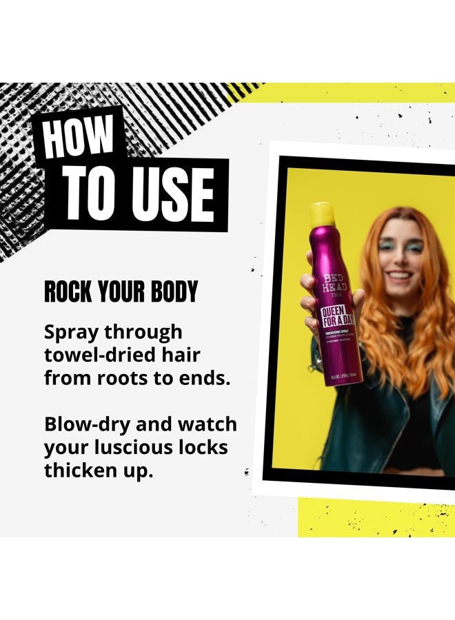 BED HEAD Queen for a Day Thickening Spray - For Insane Volume & Texture - For Fine Hair - Finish on Wet Hair & Blow Dry - Premium Hair Care Products for Women & Men - 10.5 oz (Pack of 5) - Image 5