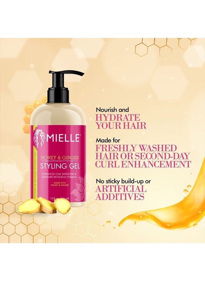 Honey & Ginger Styling Gel for Enhanced Curl Definition and Moisture Retaining with Aloe for Dry, Curly, Thick, and Frizzy Hair, Non-Sticky, 13 Ounces