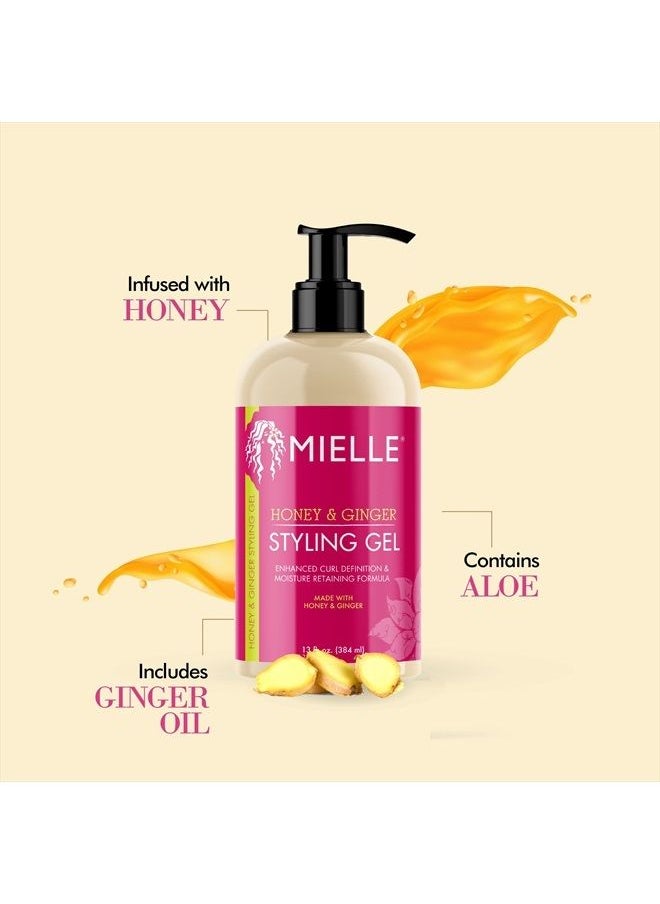Honey & Ginger Styling Gel for Enhanced Curl Definition and Moisture Retaining with Aloe for Dry, Curly, Thick, and Frizzy Hair, Non-Sticky, 13 Ounces