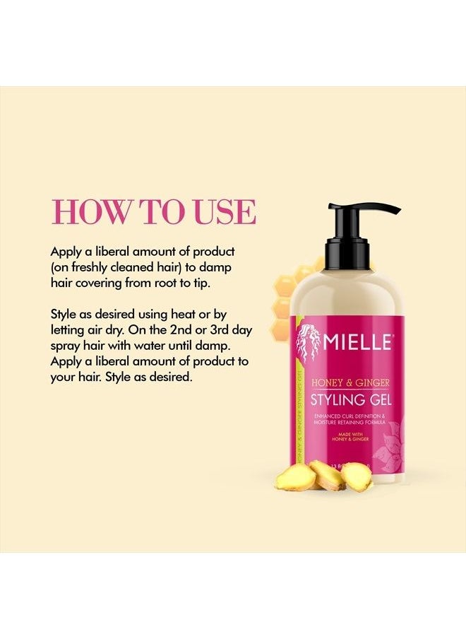 Honey & Ginger Styling Gel for Enhanced Curl Definition and Moisture Retaining with Aloe for Dry, Curly, Thick, and Frizzy Hair, Non-Sticky, 13 Ounces