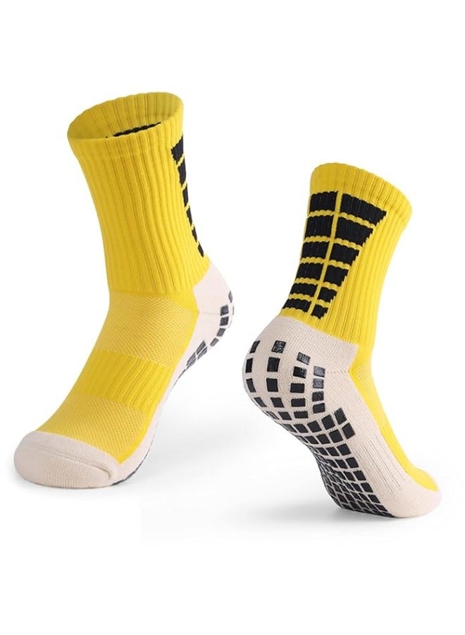 Generic Soccer Crew Socks for Men, 3 Pairs Athletic Ankle Socks, Non-Slip Middle Cut Socks, Grip Socks, for Football Running Yoga Basketball Marathons Outdoor Sports  - Image 2