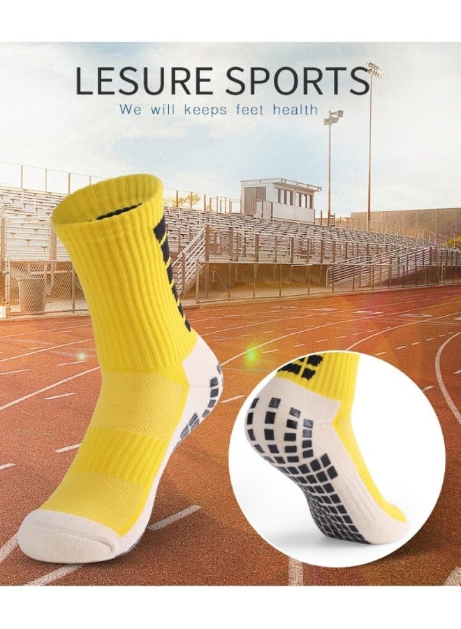 Generic Soccer Crew Socks for Men, 3 Pairs Athletic Ankle Socks, Non-Slip Middle Cut Socks, Grip Socks, for Football Running Yoga Basketball Marathons Outdoor Sports  - Image 5