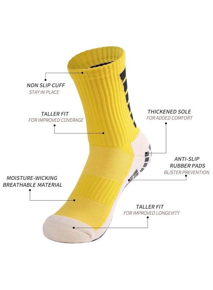 Generic Soccer Crew Socks for Men, 3 Pairs Athletic Ankle Socks, Non-Slip Middle Cut Socks, Grip Socks, for Football Running Yoga Basketball Marathons Outdoor Sports  - Image 4