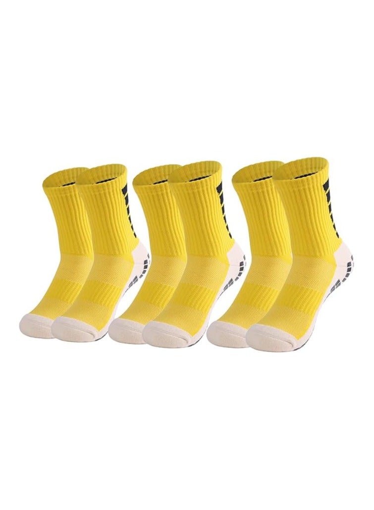 Generic Soccer Crew Socks for Men, 3 Pairs Athletic Ankle Socks, Non-Slip Middle Cut Socks, Grip Socks, for Football Running Yoga Basketball Marathons Outdoor Sports  - Image 1