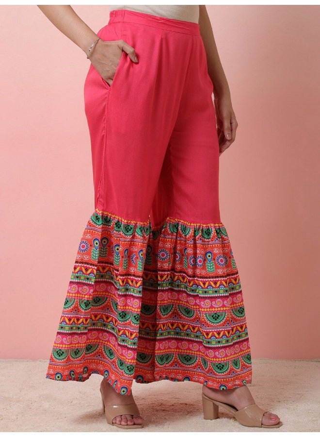 AKS Ethnic Motifs Printed Straight Kurta With Sharara  - Image 4