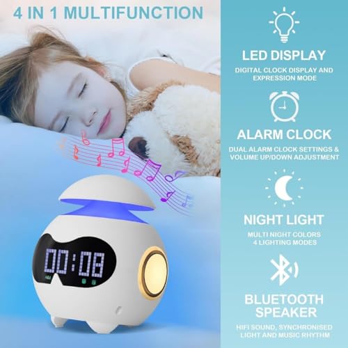 KRESHU Abs Led Digital Alarm Clock With Wireless Bluetooth Speaker For Songs|Usb Slot|Led Display For Reading, Bedroom, Desk (White,1-Pcs) - Image 4