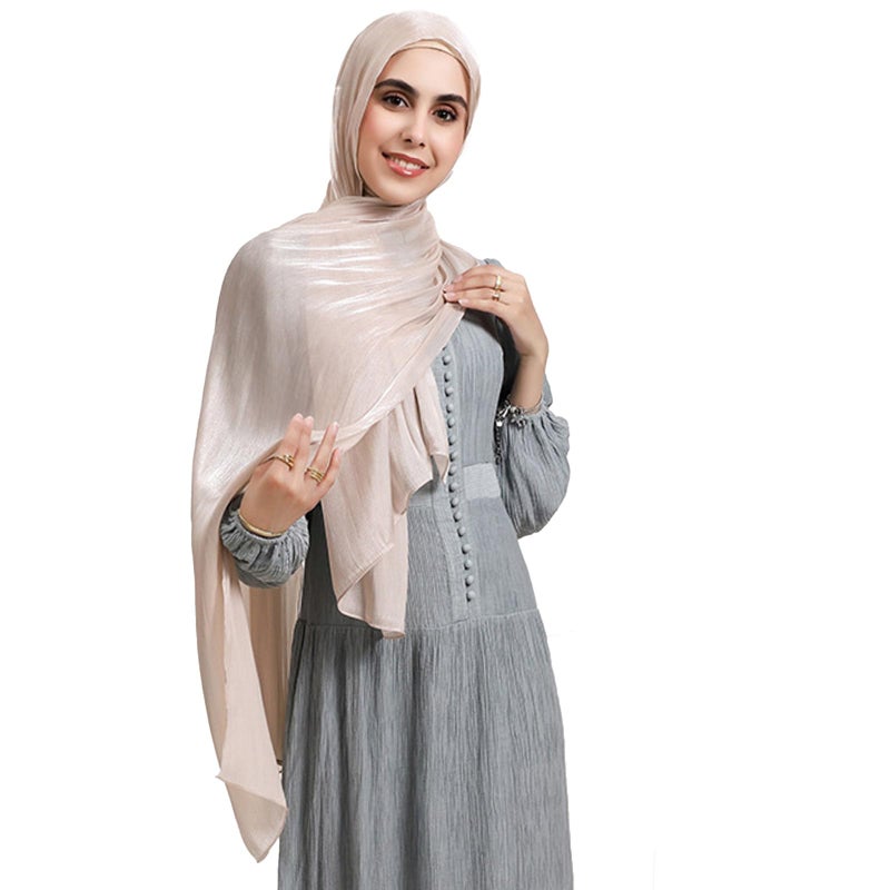 HURESON Women Premium Hijab Head Scarf Lightweight Shimmer Scarves Crepe Wedding Shawls and Wraps for Evening Dresses Shiny (Light P 14#) - Image 1