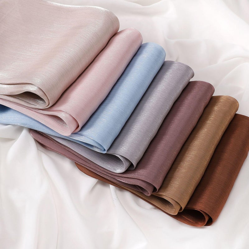 HURESON Women Premium Hijab Head Scarf Lightweight Shimmer Scarves Crepe Wedding Shawls and Wraps for Evening Dresses Shiny (Light P 14#) - Image 5