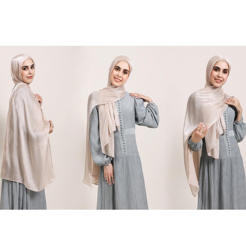HURESON Women Premium Hijab Head Scarf Lightweight Shimmer Scarves Crepe Wedding Shawls and Wraps for Evening Dresses Shiny (Light P 14#) - Image 4