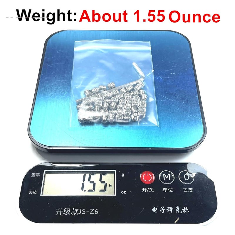 ZDingTech 60pcs Set Screws 1/4-28 x 1/4" inch 304 Stainless Steel Allen Head Hex Hexagon Socket Set Screws with 1/8" Allen Wrench,Set Grub Screws Hex Allen Head Socket Set Screws.(1/4" Length) - Image 4