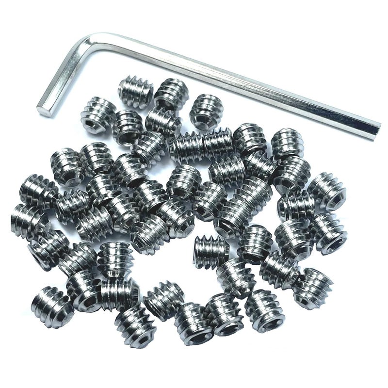 ZDingTech 60pcs Set Screws 1/4-28 x 1/4" inch 304 Stainless Steel Allen Head Hex Hexagon Socket Set Screws with 1/8" Allen Wrench,Set Grub Screws Hex Allen Head Socket Set Screws.(1/4" Length) - Image 1