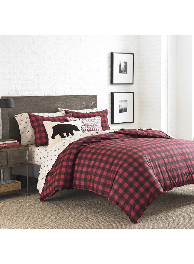 Eddie Bauer Twin Duvet Cover Set Cotton Reversible Bedding Buffalo Plaid Home Decor for All Seasons RedBlack Twin - Image 3