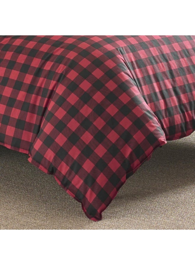 Eddie Bauer Twin Duvet Cover Set Cotton Reversible Bedding Buffalo Plaid Home Decor for All Seasons RedBlack Twin - Image 5