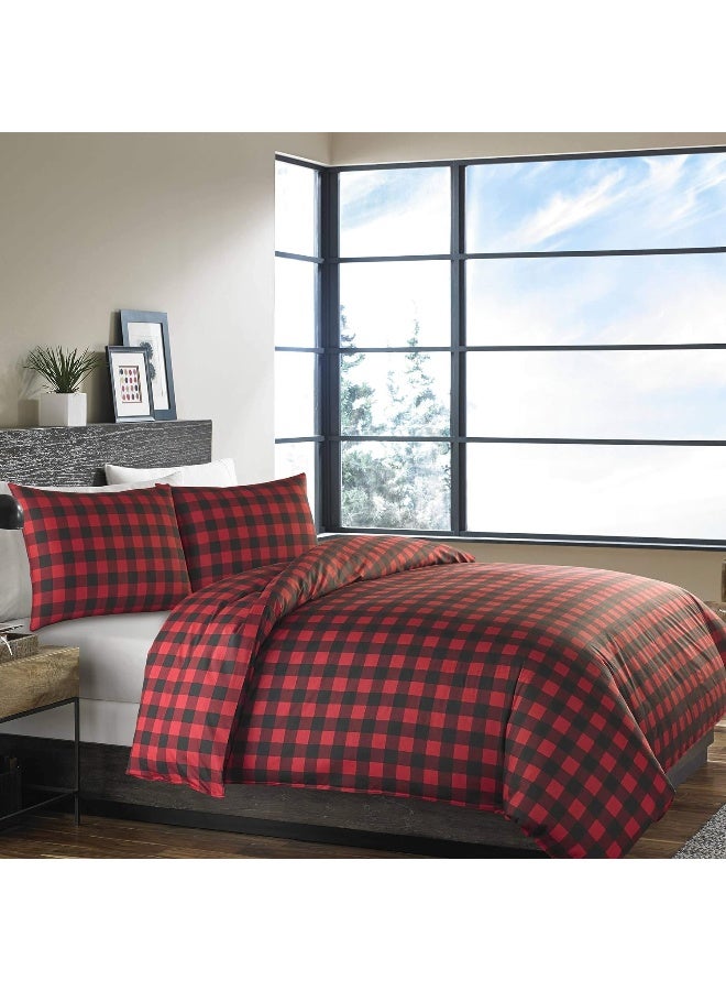 Eddie Bauer Twin Duvet Cover Set Cotton Reversible Bedding Buffalo Plaid Home Decor for All Seasons RedBlack Twin - Image 4