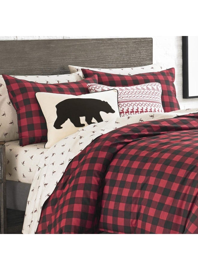 Eddie Bauer Twin Duvet Cover Set Cotton Reversible Bedding Buffalo Plaid Home Decor for All Seasons RedBlack Twin - Image 1