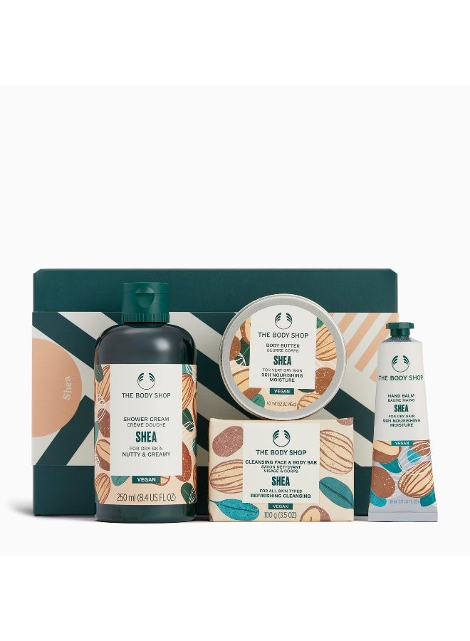Shea Essentials Gift Set – Shower Cream (250 Ml) And Body Butter (50 Ml) And Hand Balm (30 Ml) And Soap (100 G) – Shea Butter Formula For Very Dry Skin, Deep Nourishment And Silky Soft Finish