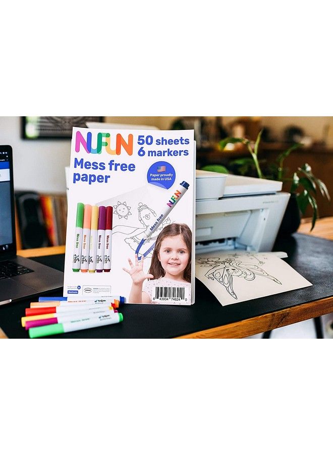 NuFun Activities Mess Free Set Kids Create No Mess Wonders With Special Coloring Paper Gift For Toddlers And Kids 50 Blank Pages And 6 Markers  - Image 4