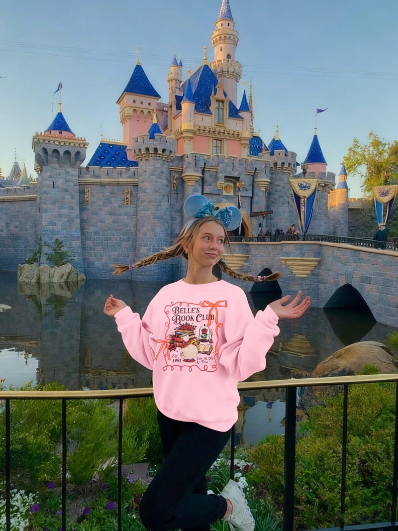 FASHGL Magical Kingdom Sweatshirt for Women Magic Shirt Family Vacation Sweater Cute Castle Graphic Long Sleeve Pullover Tops - Image 5