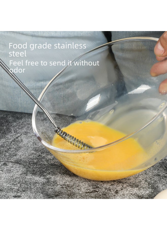 Generic Manual 8-inch Stainless Steel 430 Egg Beater Spring Coil Flat Mixer Kitchen Tool For Honey Cream Small Utensils-Color:stainless Steel  - Image 2