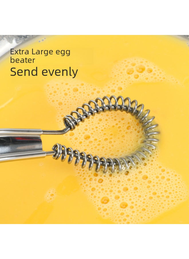 Generic Manual 8-inch Stainless Steel 430 Egg Beater Spring Coil Flat Mixer Kitchen Tool For Honey Cream Small Utensils-Color:stainless Steel  - Image 3