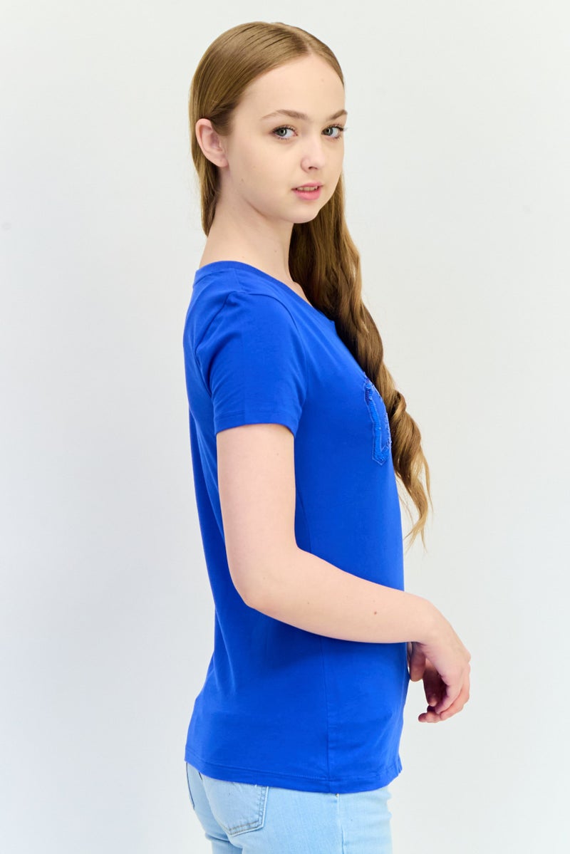 GAP Women Crew Neck Short Sleeve Brand Logo T-Shirt, Blue - Image 2