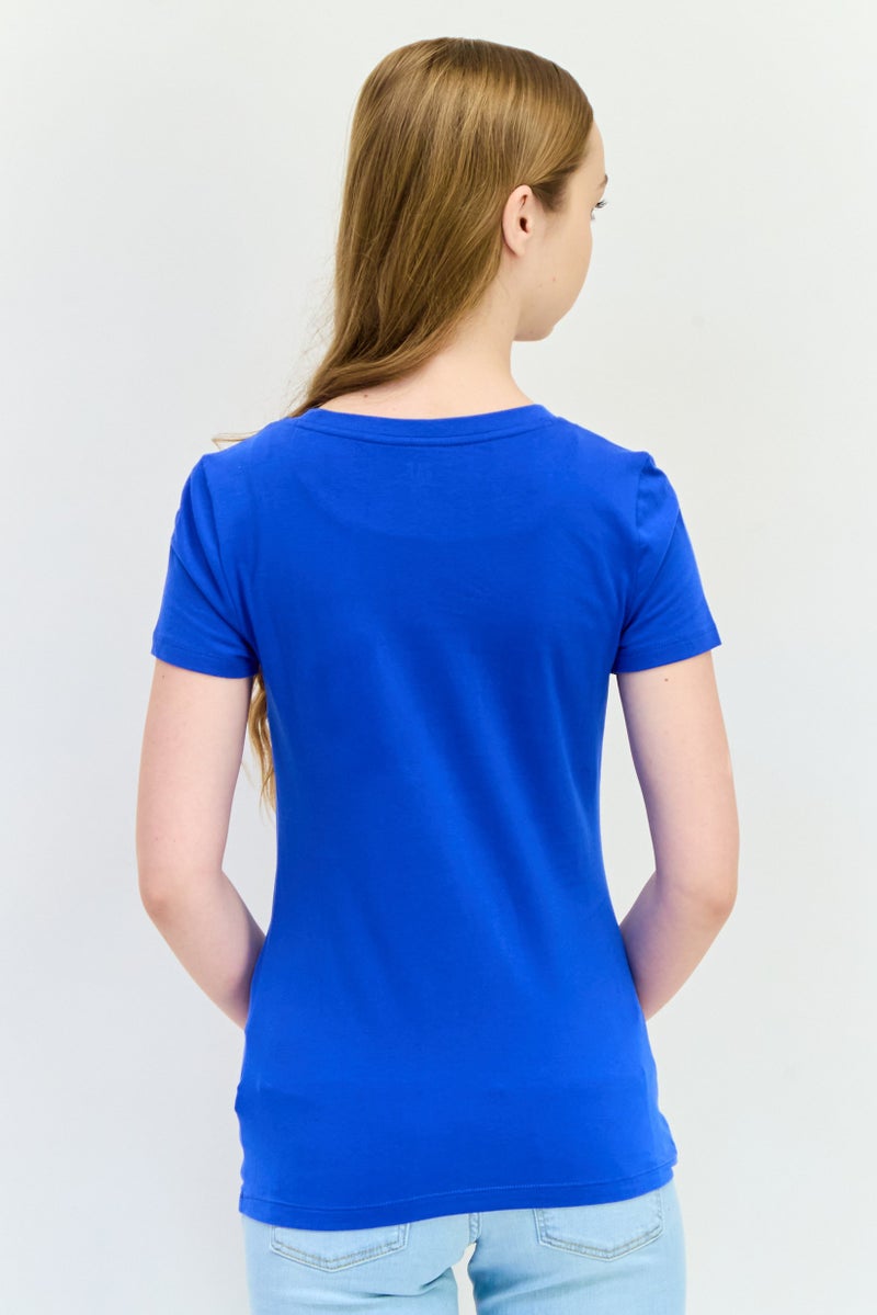 GAP Women Crew Neck Short Sleeve Brand Logo T-Shirt, Blue - Image 3