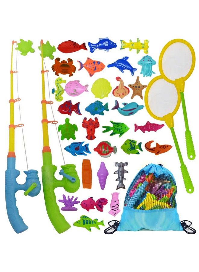 ArtCreativity Fishing Toys Set For Toddlers Magnetic Fishing Set With Rods Nets Bag And 30 Aquatic Toys Interactive Fishing Game For Kids Swimming Pool Bath Toys For Kids Boys And Girls - Image 2