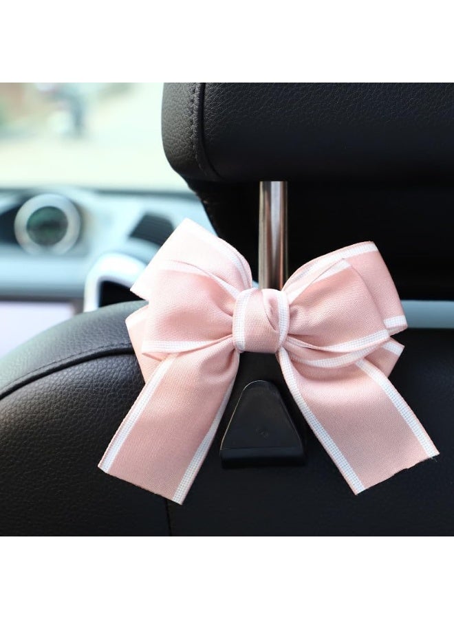 خطاطيف حقيبة السيارة، شماعة خطاف مسند رأس مقعد السيارة ذو قوس لطيف للحقائب والحقائب، ملحقات السيارة الموفرة للفضاء (وردية اللون) - Image 2