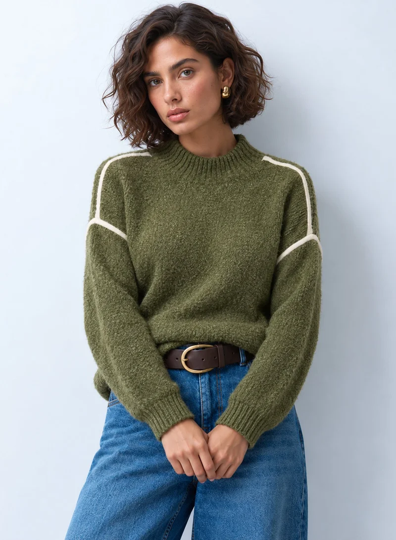 فيرو مودا VMBOOM Long Sleeve High Neck Type Piping Pullover