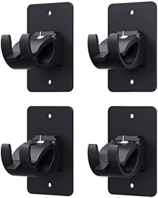 Wabboreq 4 Pieces Self Adhesive Curtain Rod Bracket, Universal Plastic Curtain Rod Holders, No Drill Curtain Rod Brackets Curtain Rod Hooks for Bathroom, Bedroom, Livingroom, Kitchen (Black) - Image 1
