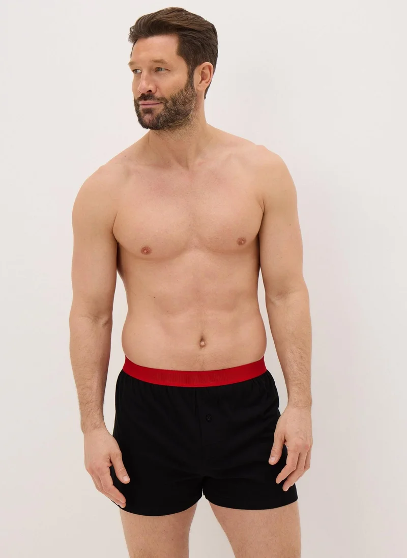 Matalan 5 Pack Black Colour Waistband Loose Fit Boxers