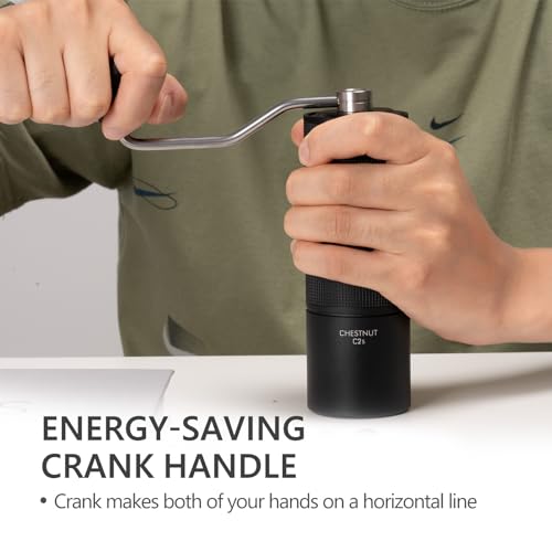 TIMEMORE Chestnut C2S Manual Coffee Grinder - Full Metal Body, 25g Capacity, CNC Stainless Steel Conical Burr, Adjustable Grind Setting, Double Bearing, Portable Hand Grinder, Black - Image 5