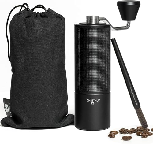 TIMEMORE Chestnut C2S Manual Coffee Grinder - Full Metal Body, 25g Capacity, CNC Stainless Steel Conical Burr, Adjustable Grind Setting, Double Bearing, Portable Hand Grinder, Black - Image 1