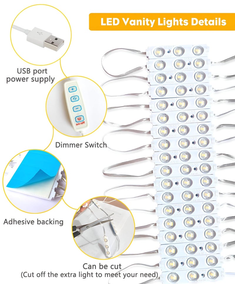 Stick-on LED Light - Three customizable color temperatures and dimmable control for bathroom vanity mirrors, no wiring required for quick setup. - Image 4